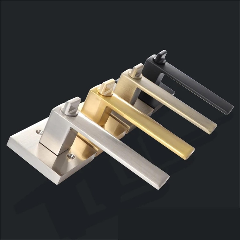 Door Lock Single Tongue Black Keyless Handle Universal Gold Three-Lever 1Pcs(Wire Drawing-ET_60MM)