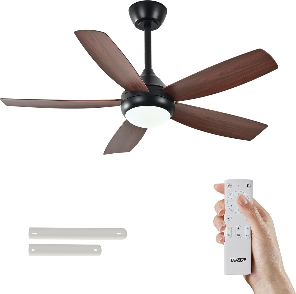 Ceiling Fans with Lights and Remote Control, 42 Inch Ceiling Fan with Light for Bedroom Living Room and Patio, Quiet 6 Speeds DC Reversible, Dimmable, Noiseless, Low Profile Ceiling Fans