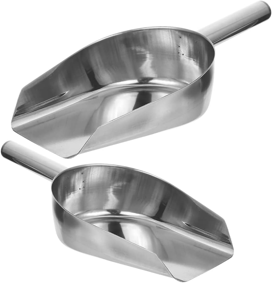 UPKOCH 2pcs Stainless Steel Kitchen Scoop All-purpose Grain Shovel for Ice Flour Food Compact Easy to Store for Home Use and Food Preparation