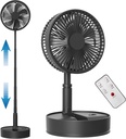 Koonie 8-inch Foldaway Oscillating Fan with Remote Control, 7200mAh Rechargeable Battery Operated Pedestal Fan for Bedroom, Timer, 4 Speed, Fast Charging Portable Table Fan for Camping, Outdoor, Room