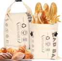 Bread Bags for Homemade Bread, 2 Packs Reusable Cotton Sourdough Breads Bag, BPA Free, Gifts for Sourdough Bakers（12x17”）