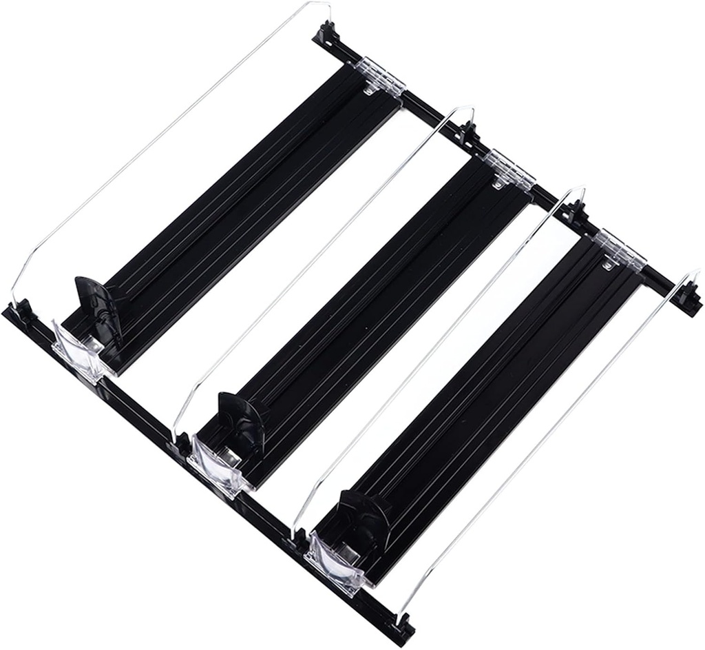 Self Pushing Soda Can Organizer,for Refrigerator with Adhesive Tape, Can Holder and Dispenser for Fridge, Ideal for Storage (Black)