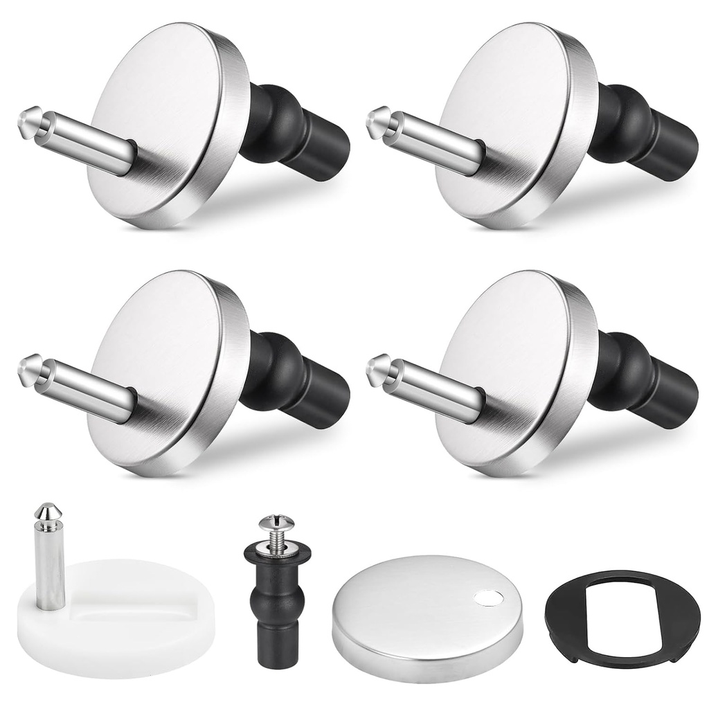 2 Full Set Toilet Seat Hinge Fixings,Quick Release Top Hinge Fixings Expanding Rubber,Toilet Seat Hinge Replacement Parts with Screws Bolts and Nuts for Home Bathroom