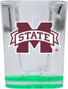 R and R Imports Mississippi State Bulldogs 2 Ounce Shot Glass Square Green Base Officially Licensed Collegiate Product 2-Pack