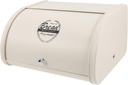 Corner Bread Box for Kitchen Countertop Farmhouse Metal Bread Organizer with Flip Cover Snacks Fruits and Kitchen Essentials Ivory White