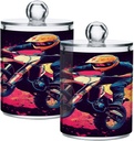Acrylic Plastic Clear Jar with Lid, Off-road Motorcycle Rider Airtight Storage Jar 2 Pack Kitchen Storage Containers for Cookie Snack Candy