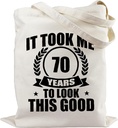 30th 40th 50th 60th 70th Birthday Gifts for Women, Reusable Canvas Tote Bag with Pocket for Mom Shopping Travel