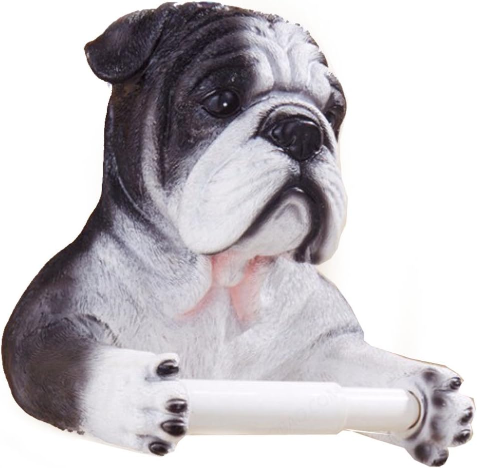 Animal End Wall Mounted Single Toilet Paper Roll Holder Dispenser, Dog