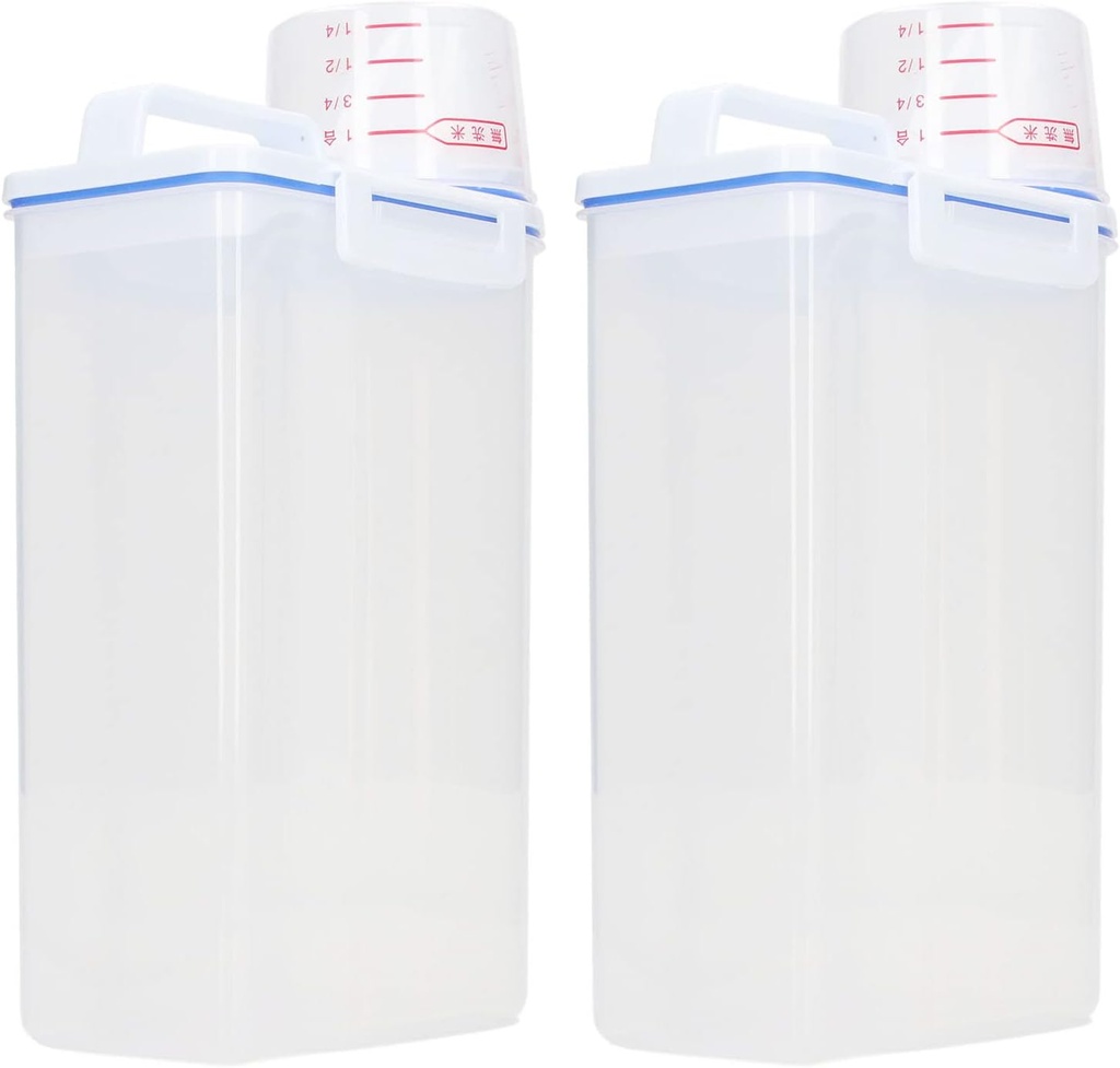 2PCS Cereal Containers Storage, 2.5L Rice Beans Grains Small Dry Food Plastic Cereal Dispenser Bin with Pour Spout for Home Restaurant