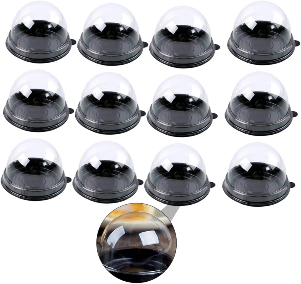 200pcs Treat Box Plastic Round Moon Cake Box Lid Multifunctional Cake Carrier for Bakery