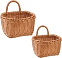 BESTYASH 2Pcs Wall Hanging Baskets Multifunctional Woven Kitchen Storage for Fruits Vegetables Space Saving Design with Rustic Style for Home Organization