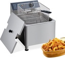 Deep Fryer with Basket Commercial 11L Electric Countertop Fryer Stainless Steel Deep Fryers for Restaurant Home Use with Extra Large Frying Basket and Lid, 110V, 1700W