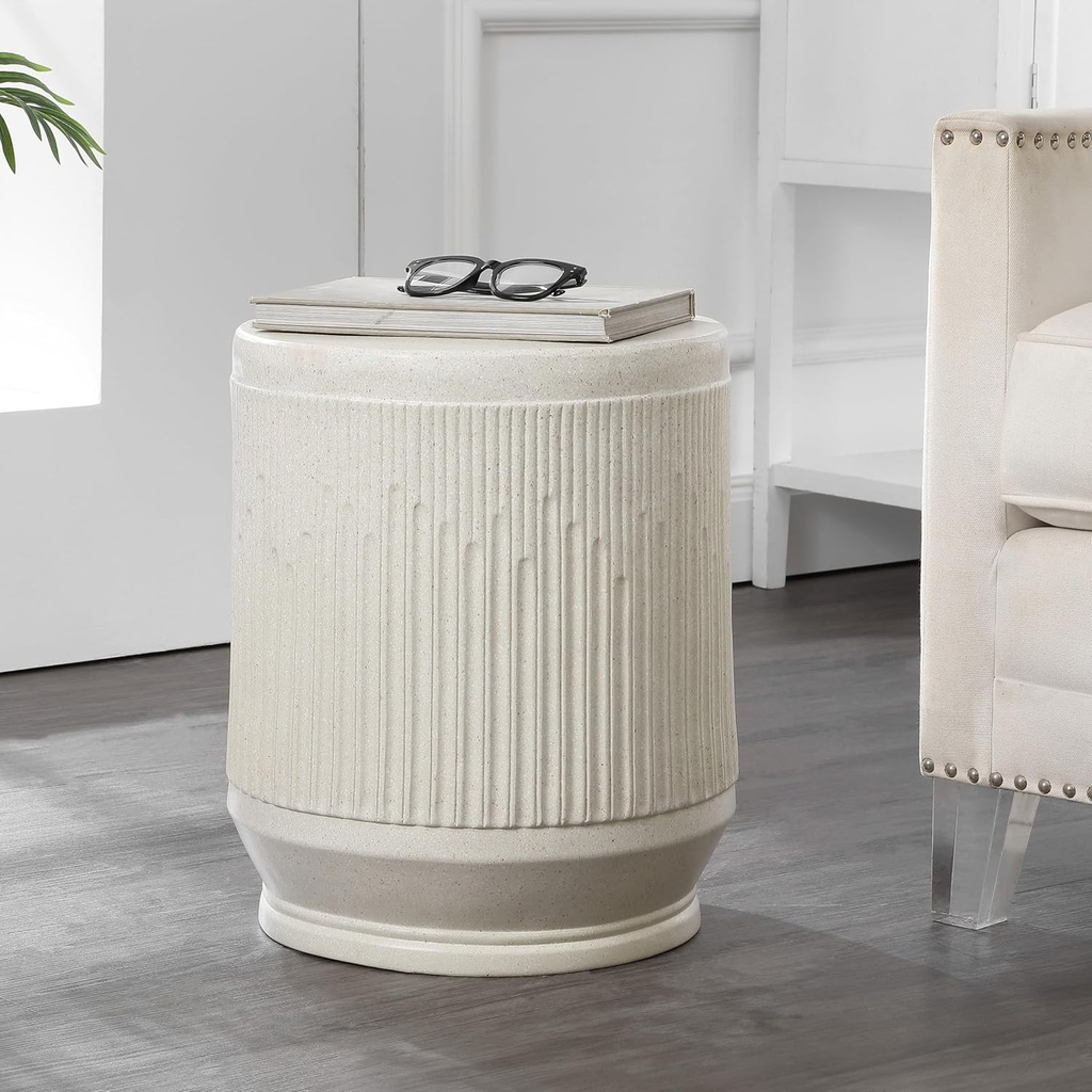 JONATHAN Y TBL1103A Kline 17.5" Mid-Century Modern Brutalist Indoor/Outdoor Accent Table Art Deco, Minimalist, Contemporary, Patio, Garden, Bathroom, Living Room, Cream Terrazzo Finish