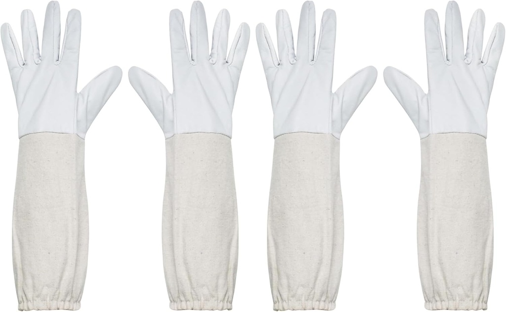 Luwint Kids Premium Goatskin Leather Garden Gloves - Protective Gauntlets Gardening Gloves for Boy Girls Garden Work Planting, White