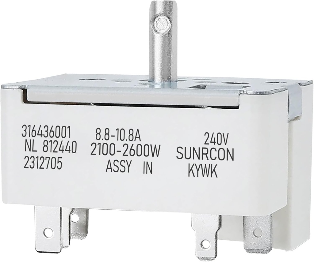 316436001 316021501 Range Infinite Switch for The Large Surface Burner Control Switch, Compatible with Frigidaire, Kenmore Stove, Replaces Parts: 5304506425 1155395, AP3885460, PS1145040, EAP1145040