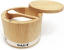 Salt Box Bamboo Salt Container with Swivel Lid with Magnetic to Easily Open and Seal Salt Cellar With Spoon for Storing Salt Pepper Sugar Herbs Small Spice Box