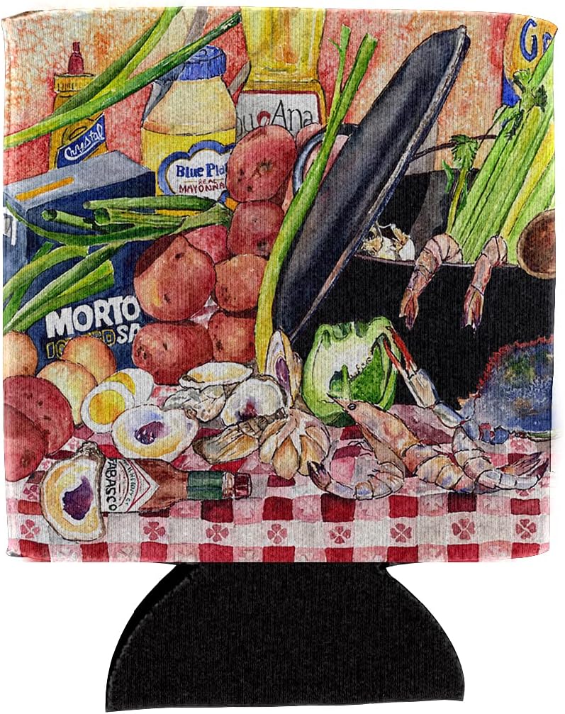 Caroline's Treasures 8825-1CC Recipe for Gumbo and Potato Salad Flag Can or Bottle Hugger Cooler Washable Drink Sleeve Collapsible Beverage Insulated Holder, Can Hugger, Multicolor