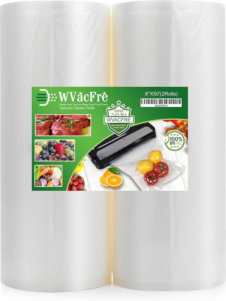 2Pack 8X50 Vacuum Sealer Freezer Storage Machine Bags Rolls for Food Saver