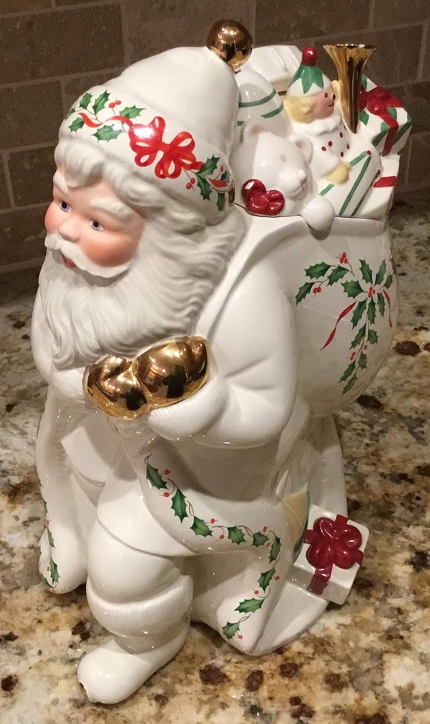 Lenox China Holiday Santa Skating Cookie Jar New in Box