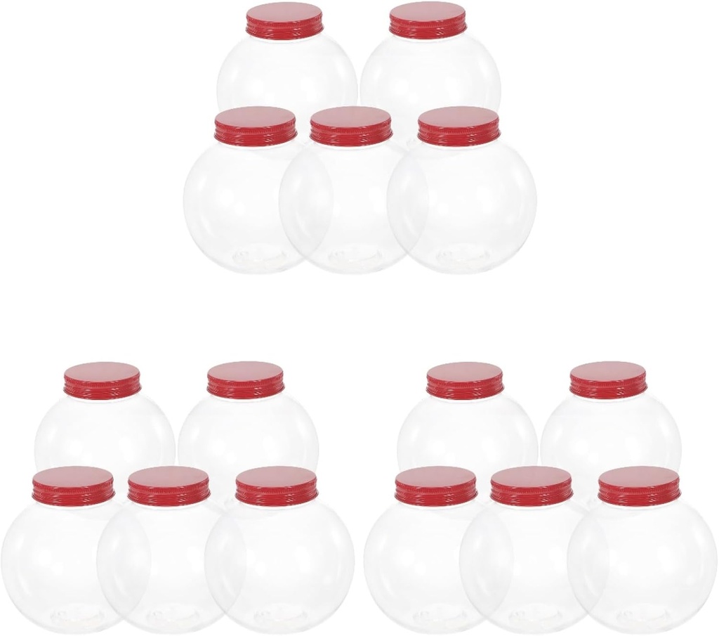 PRETYZOOM 15 Pcs Christmas Candy Jar Plastic With Lids Xmas Candy Box Container Laundry Container Cookie Jar Containers for DIY Crafts Table Decoration Christmas Drink