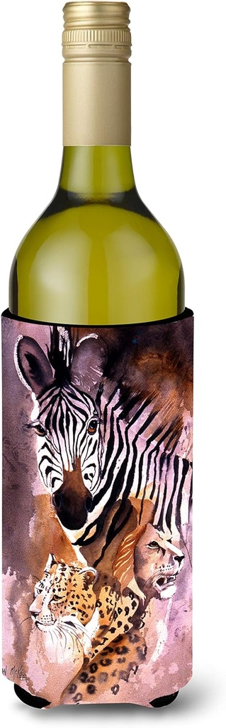 Caroline's Treasures JMK1194LITERK Cheetah, Lion, and Zebra Wine Bottle Hugger Bottle Cooler Sleeve Hugger Machine Washable Collapsible Insulator Beverage Insulated Holder
