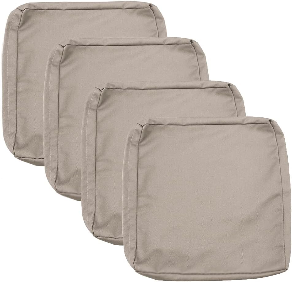 Sqodok Patio Cushion Covers 24x24 Waterproof Outdoor Cushion Covers for Patio Furniture 4Pack Patio Cushion Slicovers Replacement Outdoor Seat Cushion Slip Cover for Wicker Chair, Tan