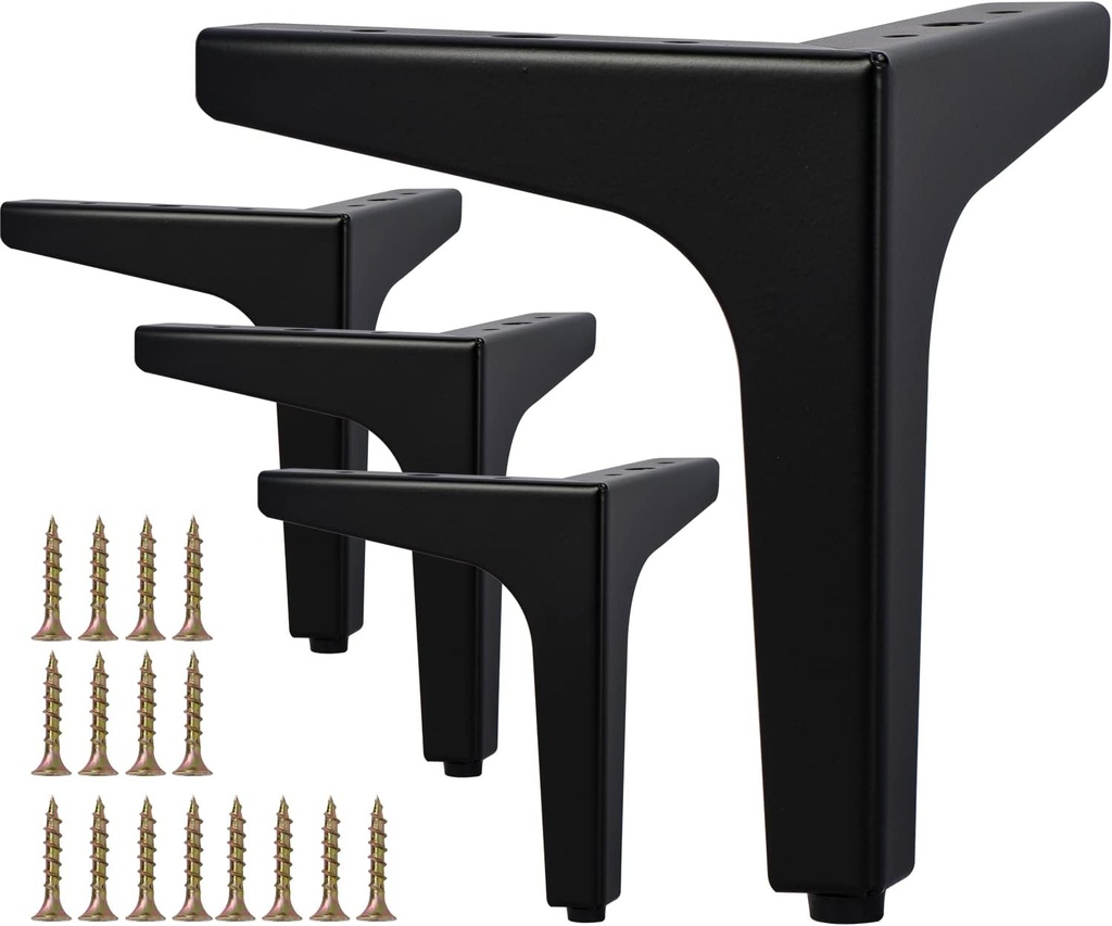La Vane 4 Inch Metal Furniture Legs, Set of 4 - Modern Diamond Triangle Black DIY Replacement Feet Corner Legs for Cabinet, Sofa, Sideboard, Couch, Dresser Makeover