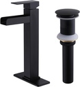 Brass Black Bathroom Faucet with Pop Up Drain Waterfall Single Handle Faucet Bathroom Sink Faucet RV Bathroom Vessel Basin Faucet Vanity Faucets Deck Mount 51602B