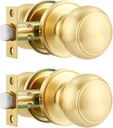 2 Pack Gold Door Knob,Closet Door Knobs Passage Handle Keyless Lock for Hallway