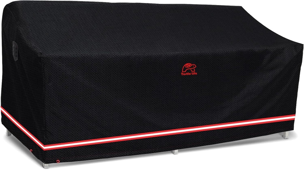 Turtle Life Patio Sofa Cover, Outdoor Heavy Duty Durable UV Water Resistant Anti-Fading Loveseat Cover with 2 Upgrade Air Vents and 2 Buckles, Black, 84" W x 37" D x 35" H