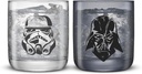 JoyJolt Star Wars Dark Side Monochrome Short Drinking Glasses, 10oz Glass Tumbler Cup Set ft Darth Vader and Stormtrooper, Star Wars Kitchen Glasses Set of 2, Star Wars Gifts for Men Women and Adults