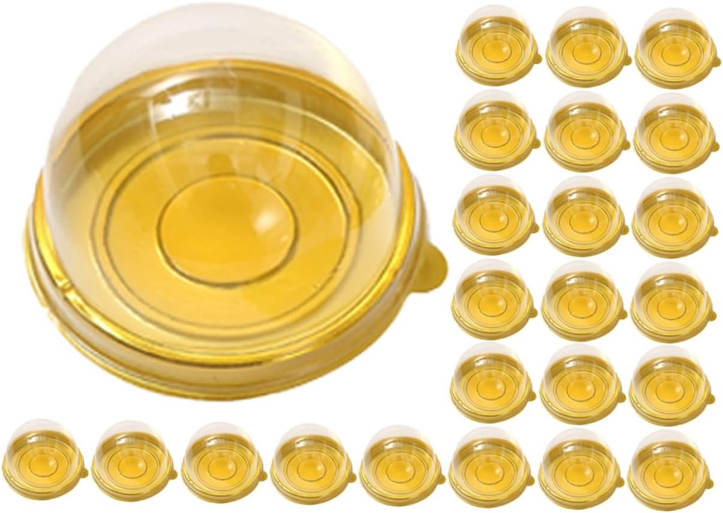 Cabilock 50Pcs Mini Cupcake Containers Transparent Pet Mooncake Boxes for Egg Yolk Cupcakes Sealed Individual Holders for Optimal Food Visibility for Bakery
