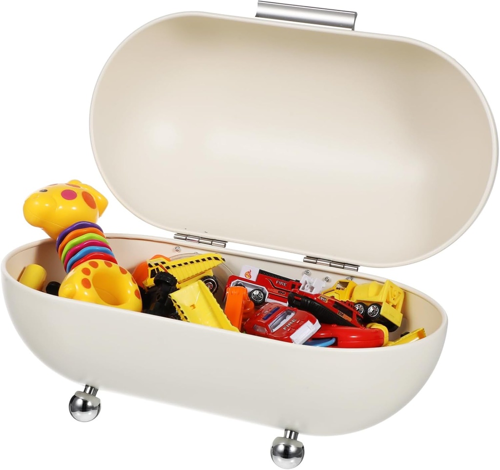 HEALLILY Airtight Desktop Bread Box with Wide Base Iron Multi Function Storage Container for Kitchen Supplies Household Sundries Organizer Vintage Style Bread Bin for Countertop Use