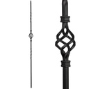 S08 Wrought Iron Balusters Set of 20 Decorative Metal Balusters for Decks Spiral Stair Railing - 1/2-inch Hollow Single Basket Iron Spindles Satin Black Metal Railing