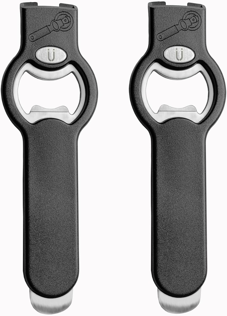 2-in-1 Magnetic Soda Can & Beer Bottle Opener-Dual Magnets for Fridge & Cap Catcher, Heavy Duty Stainless Steel, Perfect for Big Hands,Long nails, RV, Bartender, Gift for Father, Black, Openpro 2 Pack
