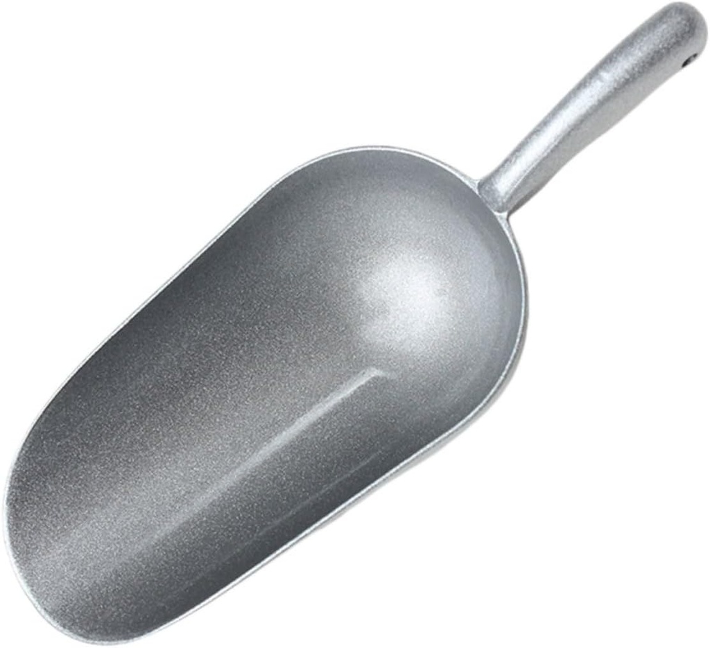PRETYZOOM Zinc Alloy Food Scoop 21.6x7.8cm Multipurpose Ice Scoop for Kitchen Silver Finish Heavy Duty Dishwasher Safe Suitable for Flour Dried Fruits and Ice