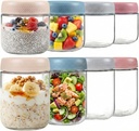 ColoVie 8 Pack Overnight Oats Containers with Lids, Chia Seed Pudding Jars, Stackable Mason Jars with Airtight Lids, Meal Prep, Wide Mouth Glass Food Storage for Snacks Yogurt Spice Sugar, 16oz 10 oz