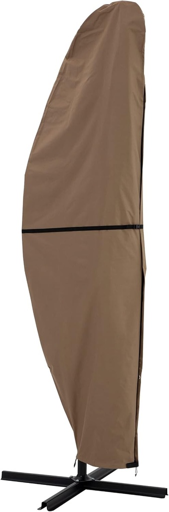 Pure Garden Offset Outdoor Umbrella Cover - Heavy-Duty Waterproof Protection for Banana Frame Umbrellas Up to 11.5 Ft Round or 7.5 Ft Square (Tan)