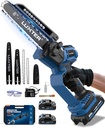 LUXTER Mini Chainsaw Brushless 8 inch & 6 inch Cordless Hand Held Chain Saw 2 x 2.0Ah Battery Small Handheld Saw Lightweight for Trimming & Wood Cutting Gardening Power Tool