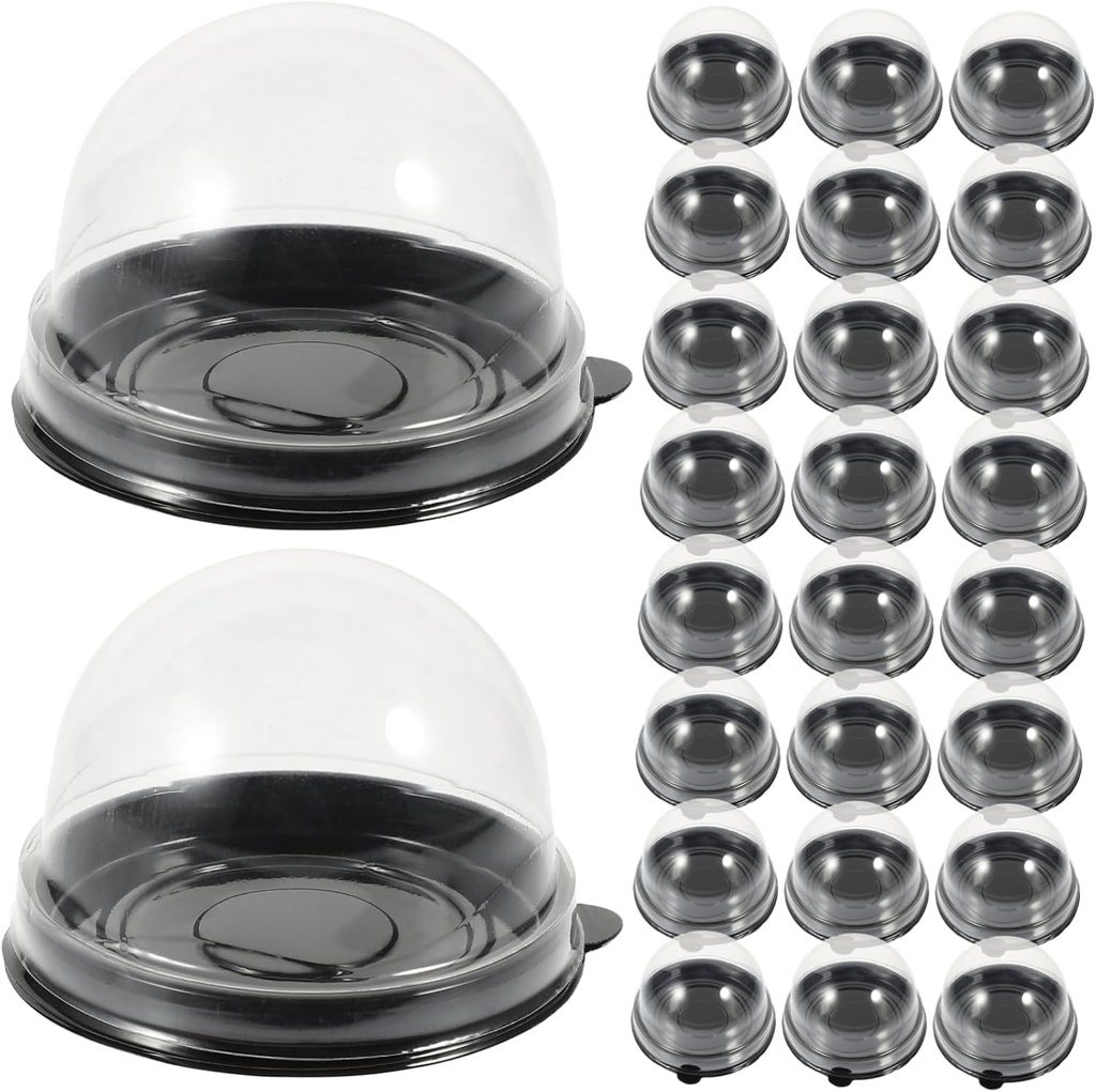 GLEAVI 50Pcs Transparent Cake Containers with Dome Lids for Cupcakes Moon Cake Packing Egg Yolk Puff Boxes Baking Supplies Multipurpose Bakery Boxes for Parties and Home Use