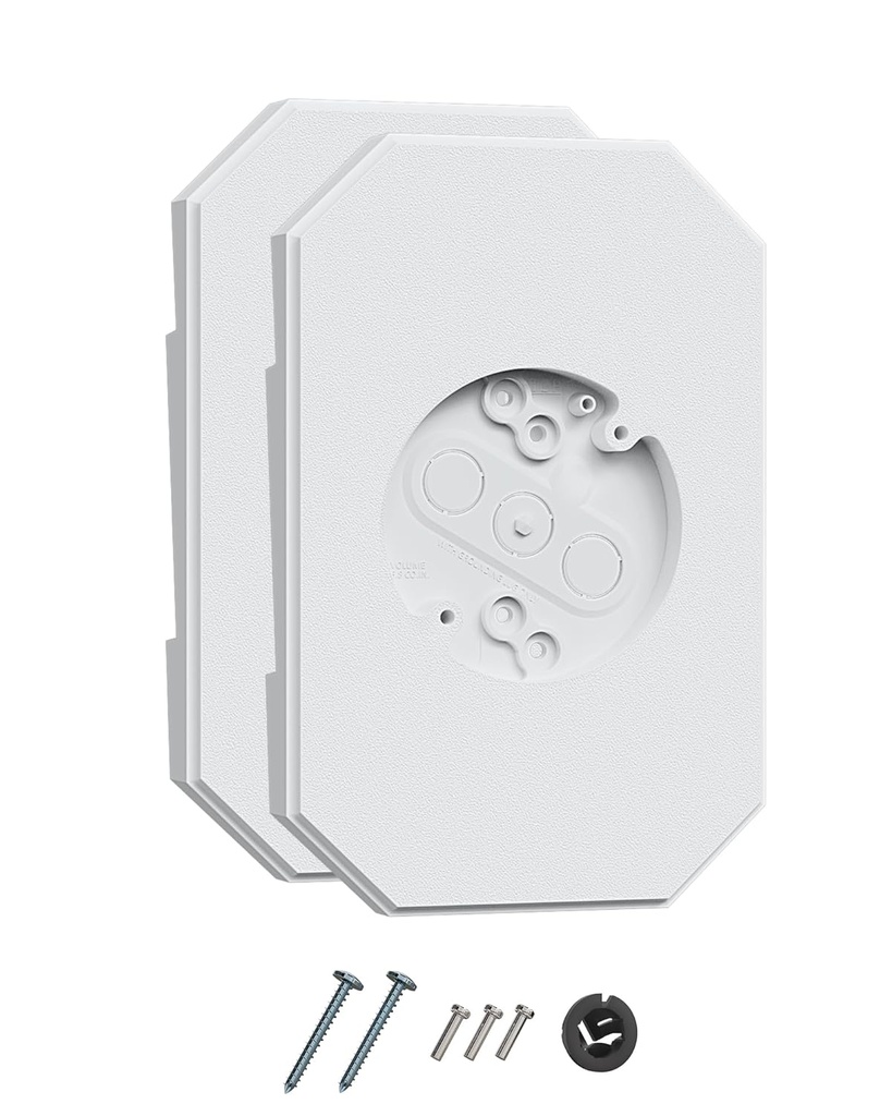 Siding Light Mounting Block, 8141DBL White Outdoor Mounting Plate kit with Built-in Electrical Box, Vinyl Siding Block for 1/2 inch Double, 2 Pack
