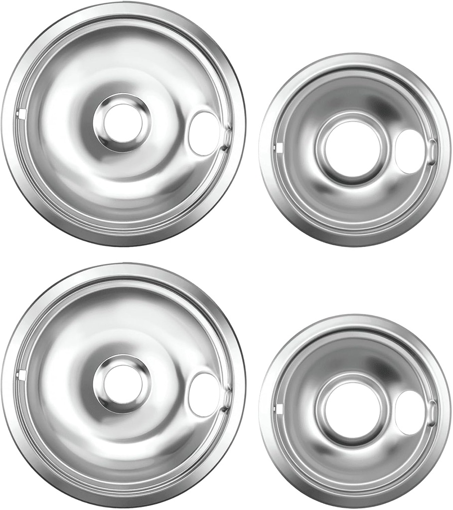 Drip Pan Electric Stove Burner Covers for Whirlpool W10278125, 4 Pack(2x6" and 2x8")
