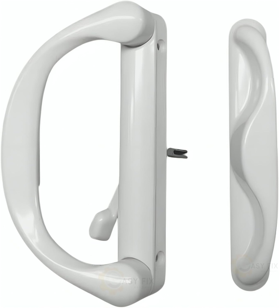 6-5/8" Interlock Involute Sliding Patio Door Handle Set, SBML, Non-Keyed - Handle Replacement for Patio Glass Door Repair Set Fits 4-15/16" Hole Spacing (White)