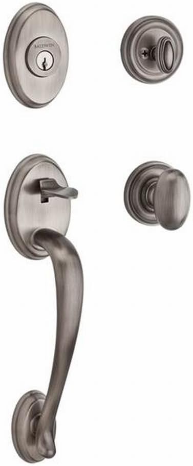 Baldwin SCCOLXELLTRR150 Reserve Single Cylinder Handleset Columbus x Ellipse with Traditional Round Rose in Satin Nickel Finish