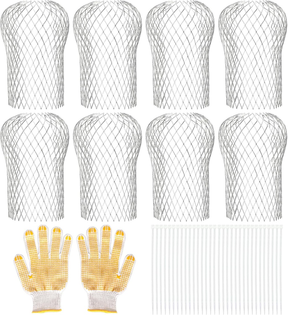 CONLI 8 Pack Gutter Guard, 3.5 Inch Expandable Aluminum Downspout Filter, Leaf Guards for Gutters, Gutter Downpipe Guard for Preventing Blockage from Leaves, Debris