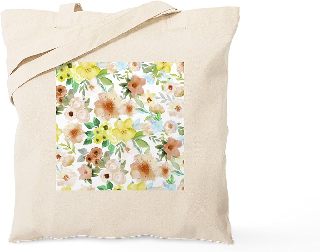 CafePress Floral Pattern Tote Bag Reusable Natural Beige Canvas Shopping Bag
