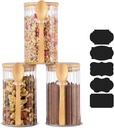 25 FL OZ Airtight Glass Jars with Bamboo Spoons Lids Overnight Oats Container Decorative Coffee Bar Food Storage Jar Cereal Nuts Salts Coffee Tea Flour Sugar Container Spice Jars