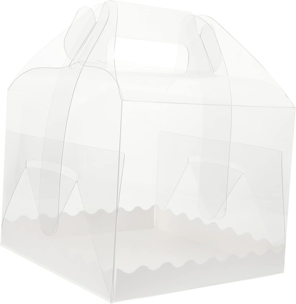 10pcs Plastic Cake Boxes Cake Carrier Window Treat Boxes Portable Packing Container for Birthday Party