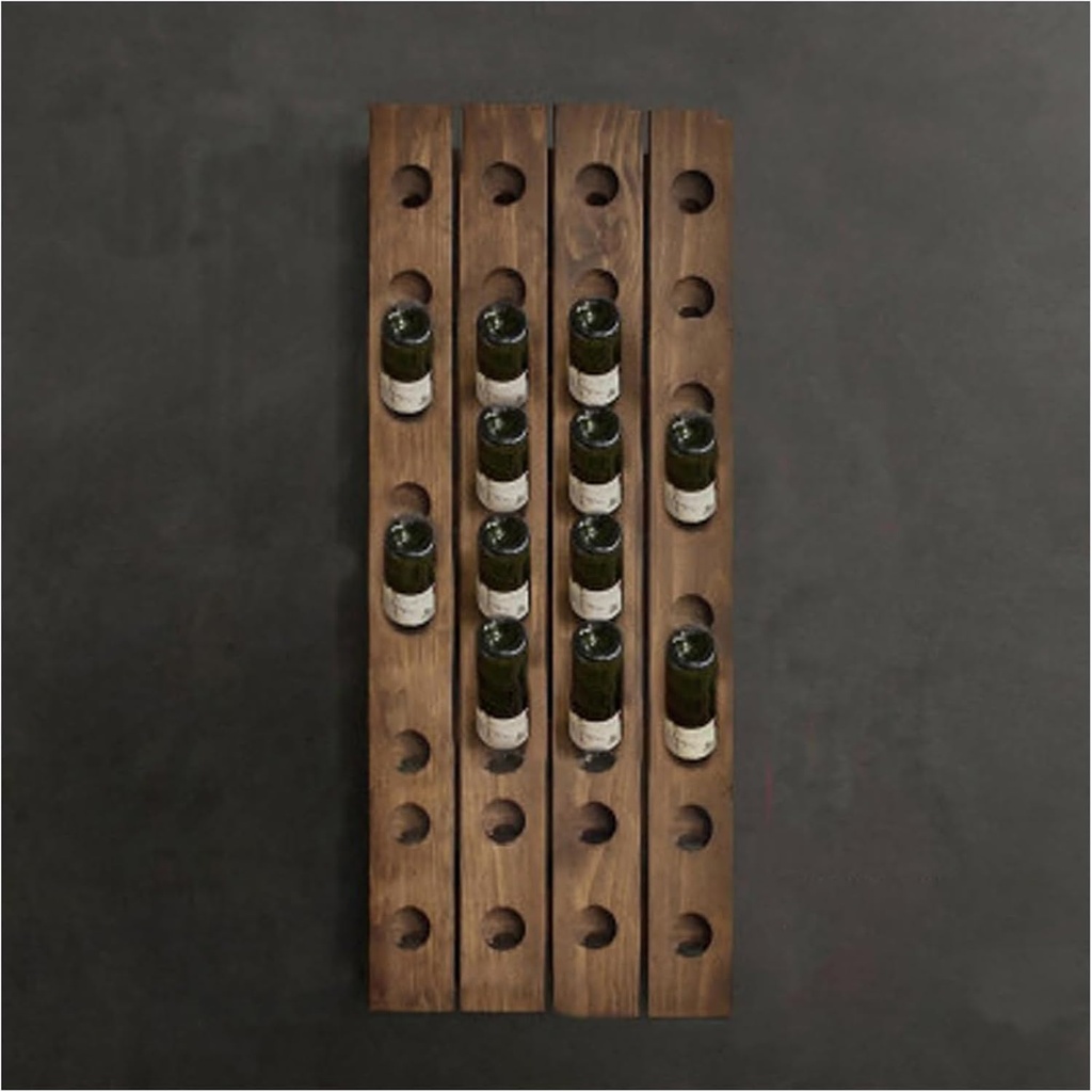 Wall Mounted Riddling Rack, Wooden Wine Racks for 8-48 Bottles, Rustic Wine Storage Rack, Durable and Expandable Wine Storage System for Dining Room, Bar, Decor ((4x8) 50.7 * 20.1in)