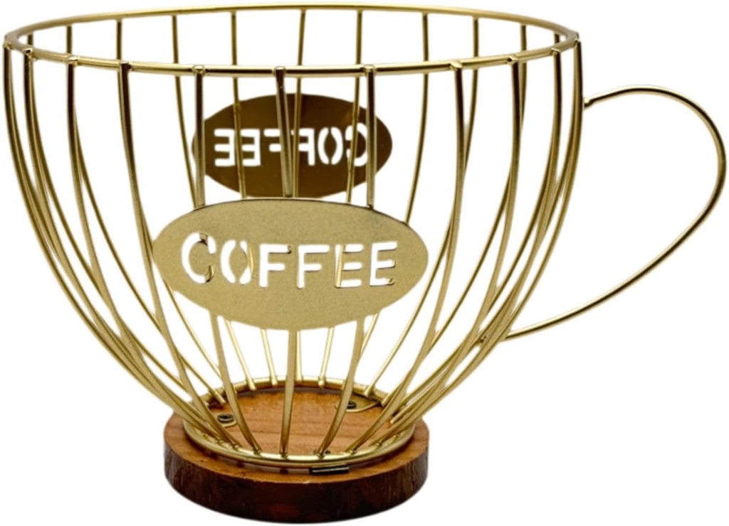 Coffee Pod Holder Coffee Capsule Basket Organizer Candy Container Espresso Pod Storage Cup for Bar Cafe Counter Kitchen, Gold